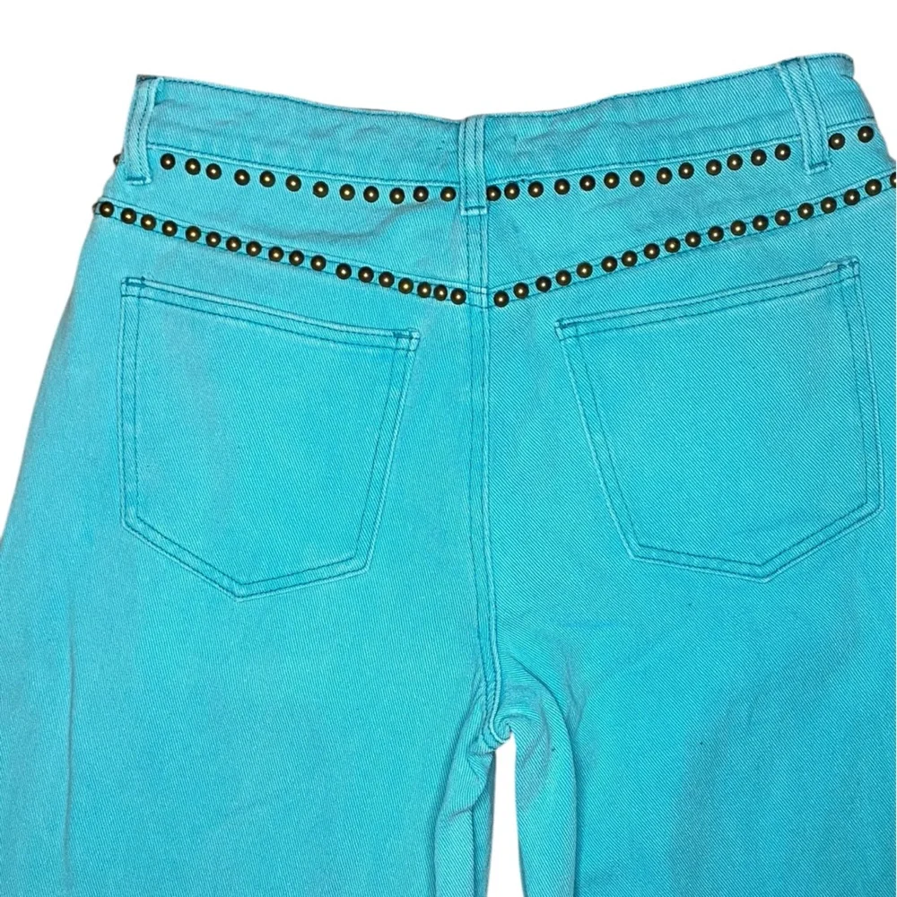 POL Turquoise Studded Cutout Jeans Medium Boho Festival Western Statement